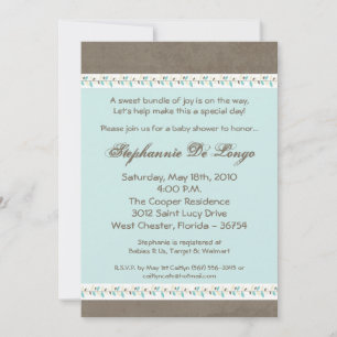 5x7 Printemps Fleur bleue Baby shower Invitation