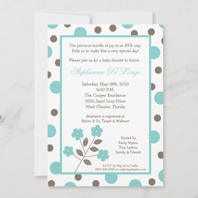 5x7 Printemps Fleur bleue Baby shower Invitation (Devant)