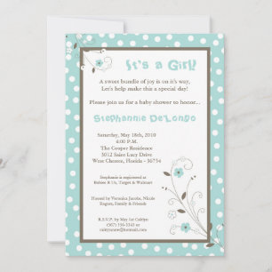 5x7 Printemps Fleur bleue Baby shower Invitation