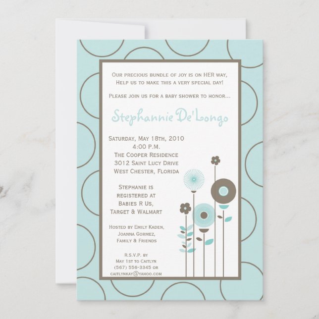 5x7 Printemps Fleur bleue Baby shower Invitation (Devant)