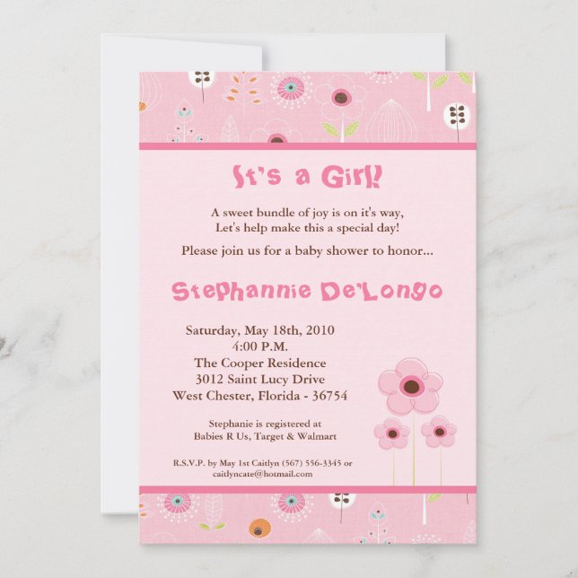 5x7 Printemps Fleurs temps Baby shower Invitation (Devant)