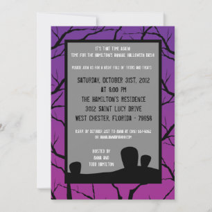 5x7 Purple Night Halloween Fête Invitation