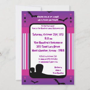 5x7 Purple Night Halloween Fête Invitation