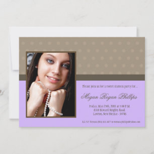 5x7 Purple PHOTO Sweet 16 Anniversaire Invitation