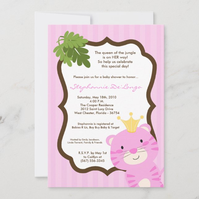 5x7 Queen of the Jungle Baby shower Invitation (Devant)