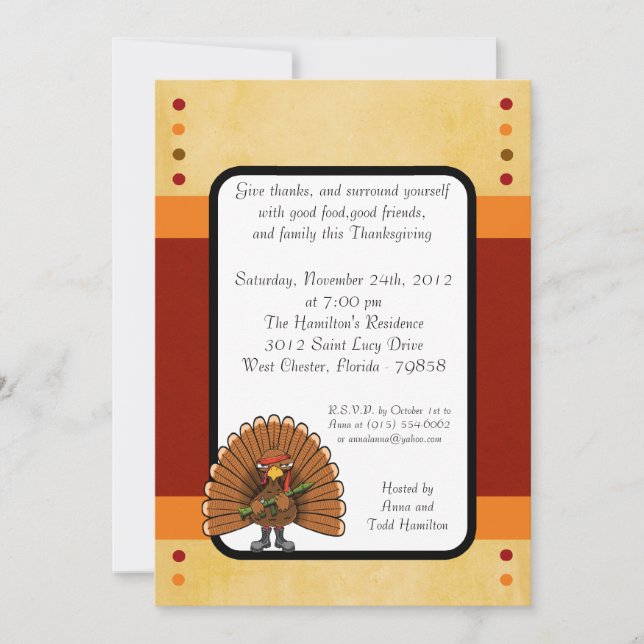 5x7 Rambo Turquie Thanksgiving Invitation (Devant)