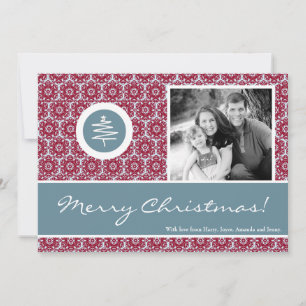 5x7 Red Blue Christmas Tree photo de la carte de N