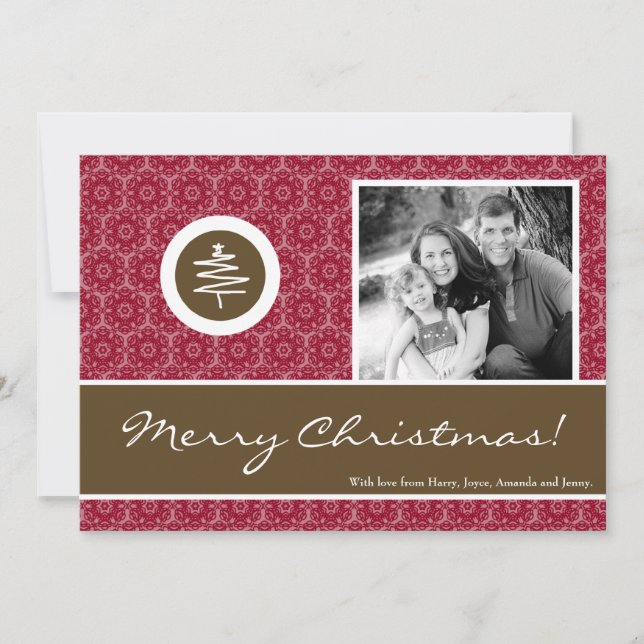 5x7 Red Brown Christmas Tree photo de la carte de  (Devant)