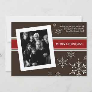 5x7 Red Brown Snowflakes Carte de Noël