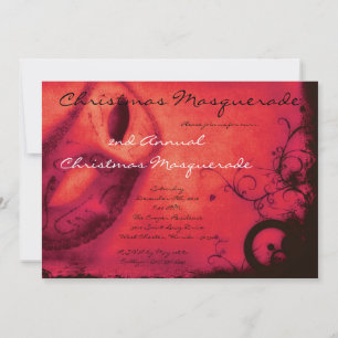 5x7 Red Masquerade Noël XMAS Invitation