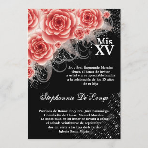 5x7 Red Roses Quinceanera Invitation d'anniversair