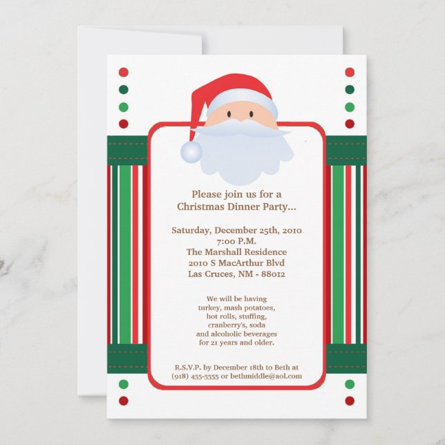 5x7 Red Santa Clause Christmas Party Invitation (Devant)