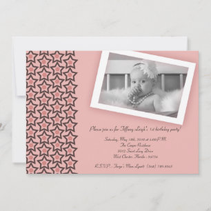 5x7 Rose Star Photo Invitation fête d'anniversaire