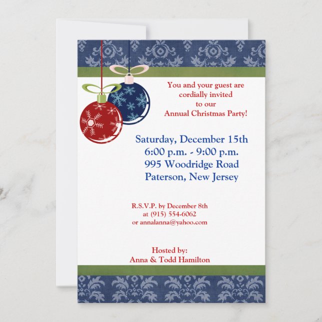 5x7 Rouge/Bleu pendants Invitation (Devant)