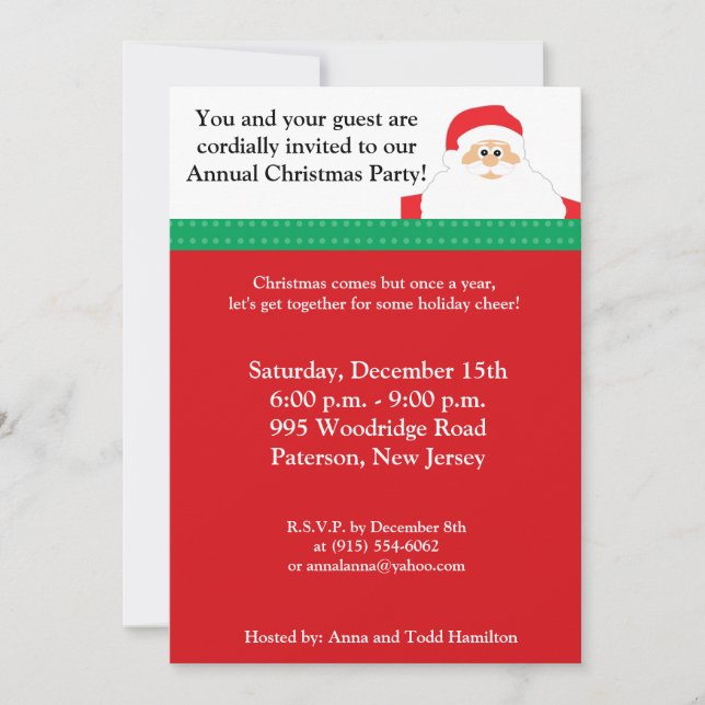 5x7 Santas Beard Noël Invitation (Devant)