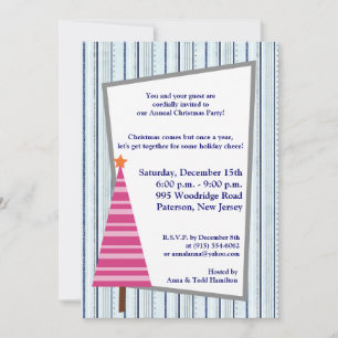 5x7 sapin de Noël Pink Orange Invitation