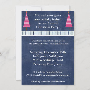 5x7 sapin de Noël Pink Orange Invitation