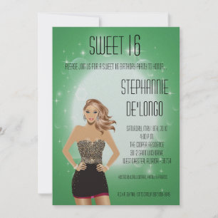 5x7 Sassy Blonde Girl Sweet 16 Birthday Invitation