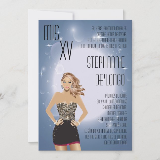5x7 Sassy Blonde Quinceanera Birthday Invitation (Devant)
