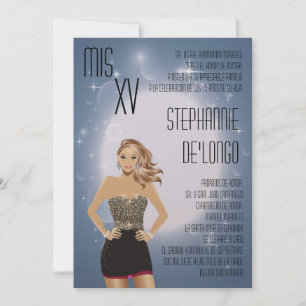 5x7 Sassy Blonde Quinceanera Birthday Invitation