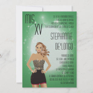 5x7 Sassy Blonde Quinceanera Invitation Anniversai