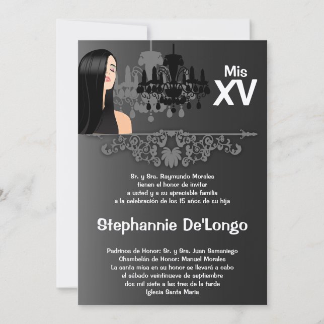 5x7 Sassy Girl Quinceanera Invitation d'anniversai (Devant)
