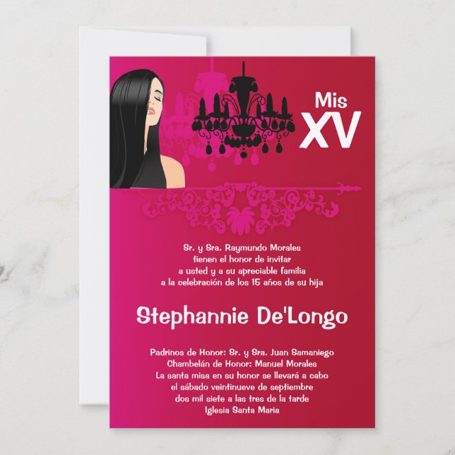 5x7 Sassy Girl Quinceanera Invitation d'anniversai (Devant)