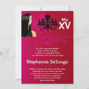 5x7 Sassy Girl Quinceanera Invitation d'anniversai