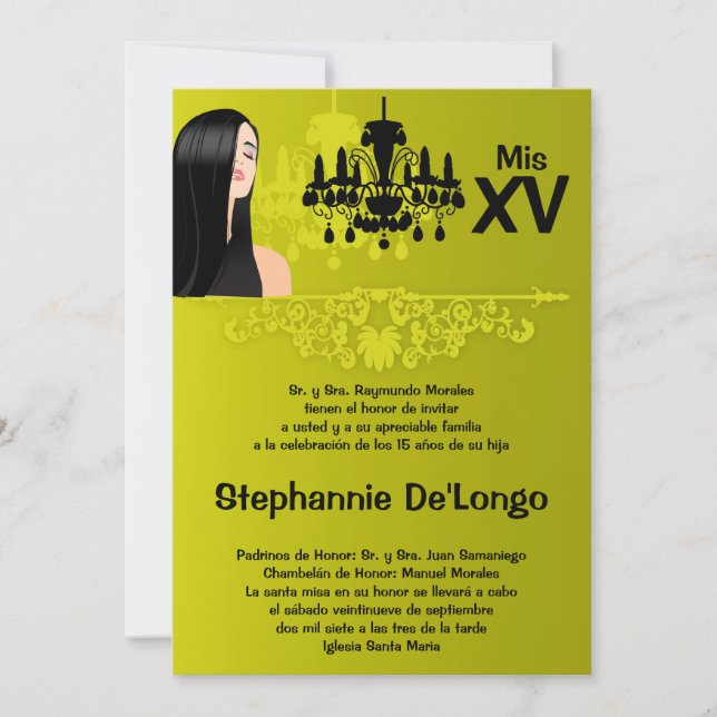5x7 Sassy Girl Quinceanera Invitation d'anniversai (Devant)