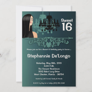 5x7 Sassy Girl Sweet 16 Anniversaire Invitation