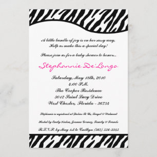 5x7 Sassy Zebra Imprimer Baby shower Invitation
