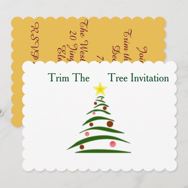 5x7 Scalloped Holiday invitation avec enveloppe (Devant / Derrière)