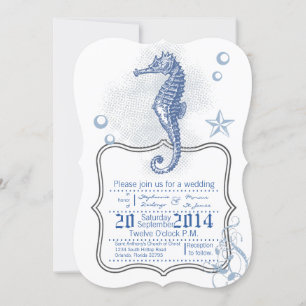 5x7 Seahorse Sea Ocean Beach Wedding Invitation