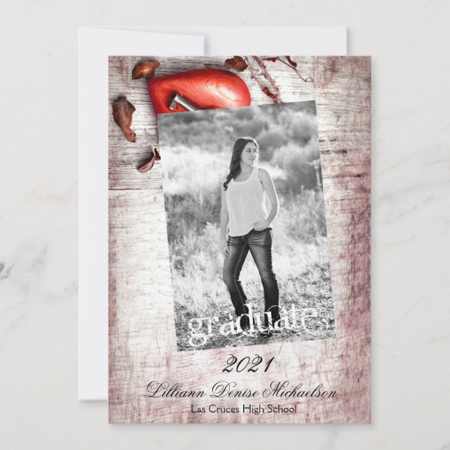 5x7 Senior Faire-part Country Wood Key de ma tête (Devant)