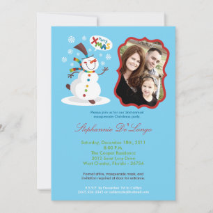 5x7 Snowman Snowflake Noël XMAS Invitation