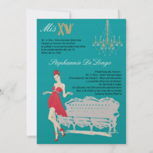 5x7 Soirée élégante Quinceanera Invitation Anniver