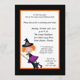 5x7 sorcière sur invitation du parti Broom Hallowe