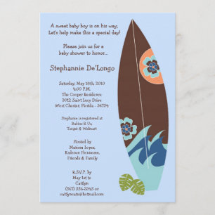 5x7 Surfer Baby Boards Baby shower Invitation