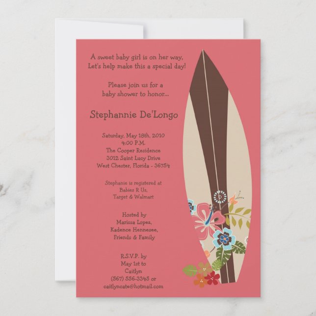 5x7 Surfer Baby Boards Baby shower Invitation (Devant)