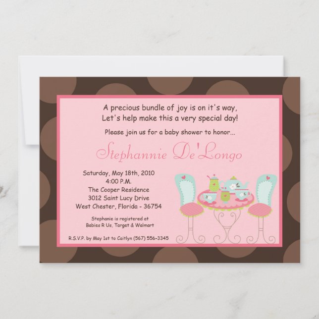 5x7 Tea Party Pointe Baby shower Invitation (Devant)