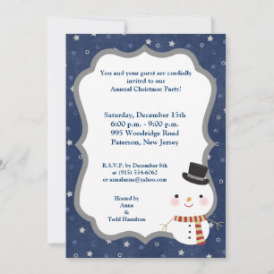 5x7 Top Hat Snowman Invitation