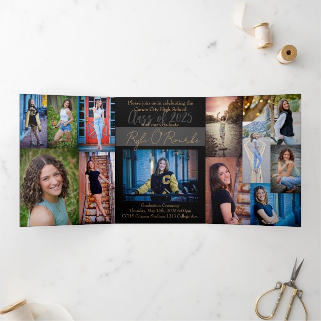 5x7 Triplé Graduation Faire-part Invitation (Intérieur)