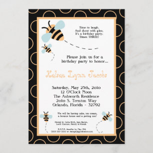 5x7 TRIPLET Bumbl Honey Bee Invitation d'anniversa