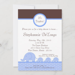 5x7 Triplets de garçon Invitation Baby shower d'él