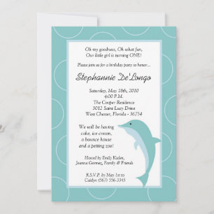 5x7 Tropical Ocean Dolphin Invitation d'anniversai