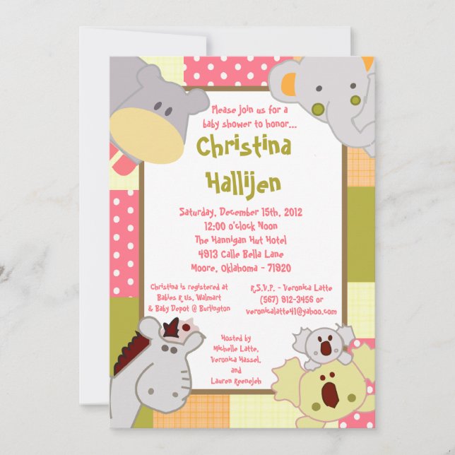 5x7 Tropical Punch Jungle Play Shower Invitation (Devant)