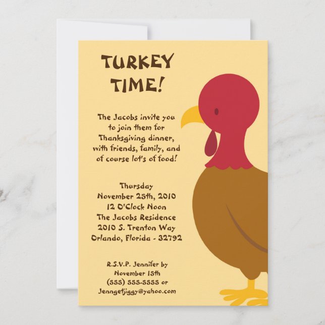 5x7 Turquie Food Thanksgiving Party Invitation (Devant)
