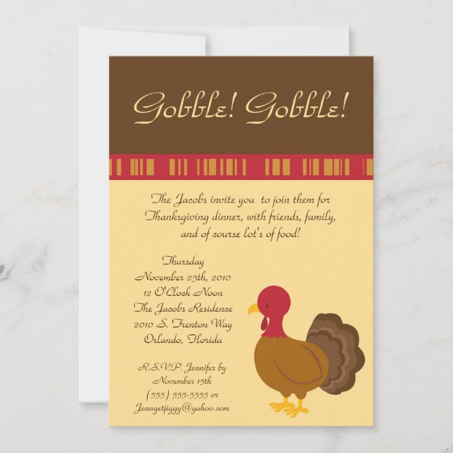 5x7 Turquie Food Thanksgiving Party Invitation (Devant)