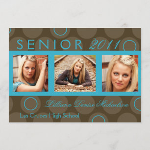 5x7 Turquoise Cercle Polka Photo Faire-part senior