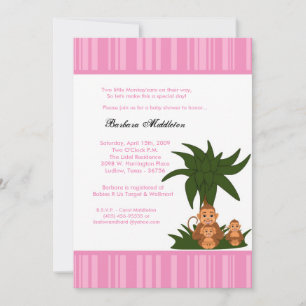 5x7 TWINS Monkeys et MaMa Baby shower Invitation